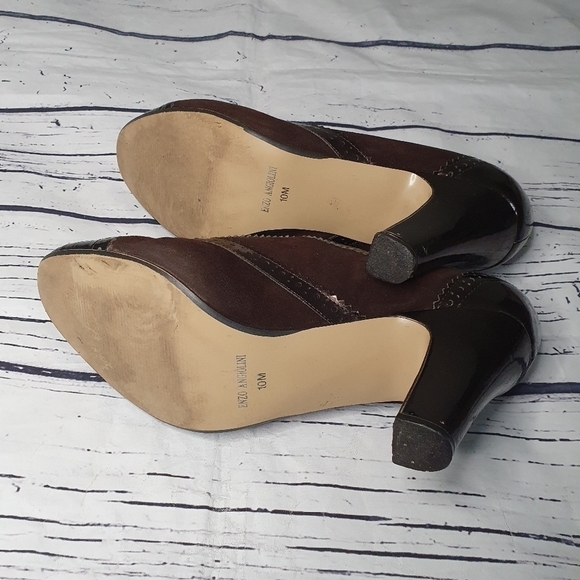 Enzo Angiolini "Aeemelle" Lace Up Dark Brown Suede Heels Size 10M - Picture 6 of 8